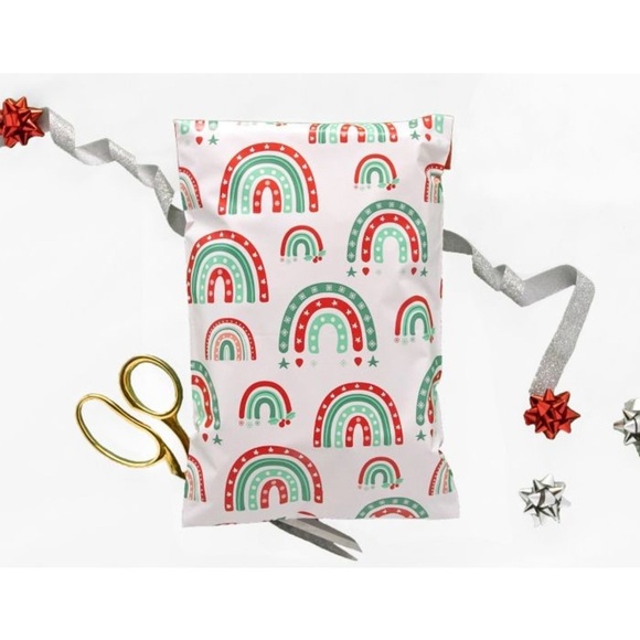 (20) Christmas Rainbow Mailers, 7.5 X 10, Red Green Mailers, BUY NOW PRICE - Picture 1 of 2